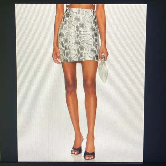Commando Faux Leather Python Snake Print Mini Skirt Built in Spanx Shorts XS
