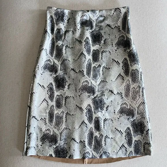 Commando Faux Leather Python Snake Print Mini Skirt Built in Spanx Shorts XS