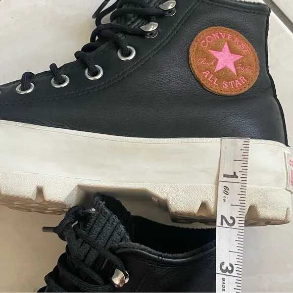 Convers All Start Chuck Taylor Black Leather Platform Boots Gore Tex Size 6.5
