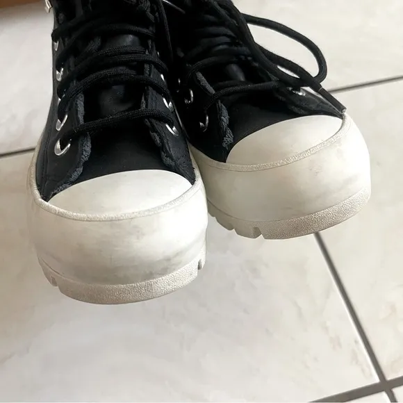 Convers All Start Chuck Taylor Black Leather Platform Boots Gore Tex Size 6.5