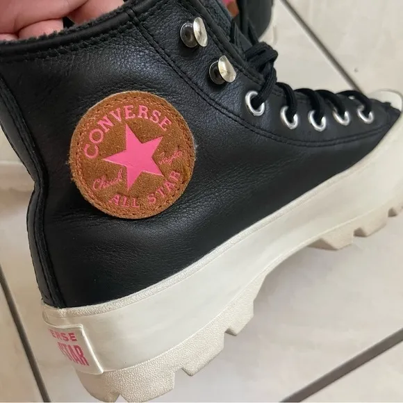 Convers All Start Chuck Taylor Black Leather Platform Boots Gore Tex Size 6.5