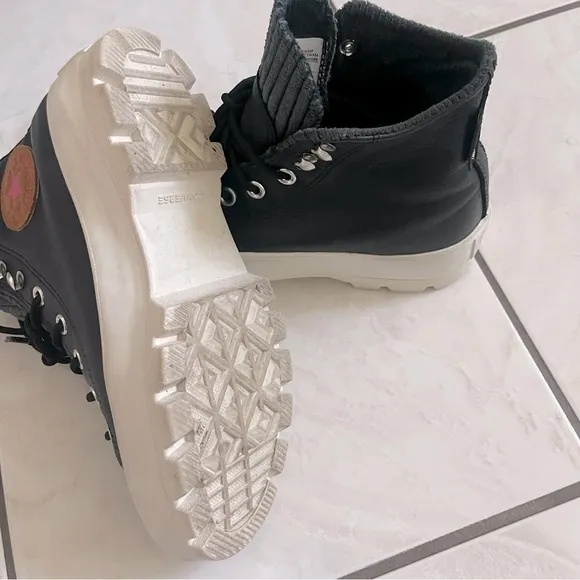 Convers All Start Chuck Taylor Black Leather Platform Boots Gore Tex Size 6.5