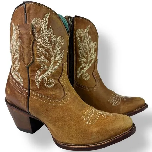 Corral Ankle Boots Booties Short Shortie Golden Brown Leather Western Rodeo 6.5