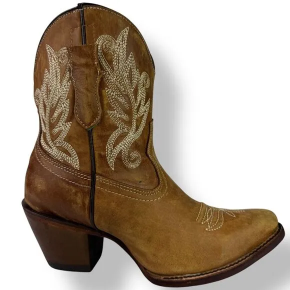 Corral Ankle Boots Booties Short Shortie Golden Brown Leather Western Rodeo 6.5