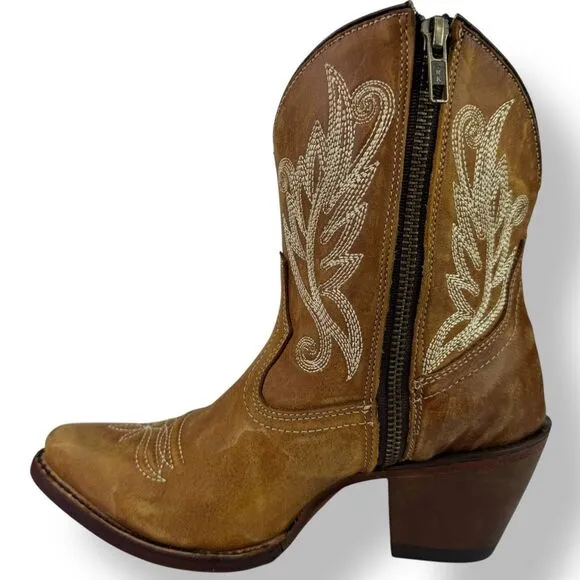 Corral Ankle Boots Booties Short Shortie Golden Brown Leather Western Rodeo 6.5