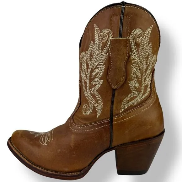 Corral Ankle Boots Booties Short Shortie Golden Brown Leather Western Rodeo 6.5