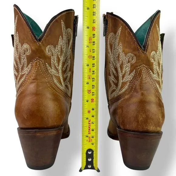 Corral Ankle Boots Booties Short Shortie Golden Brown Leather Western Rodeo 6.5