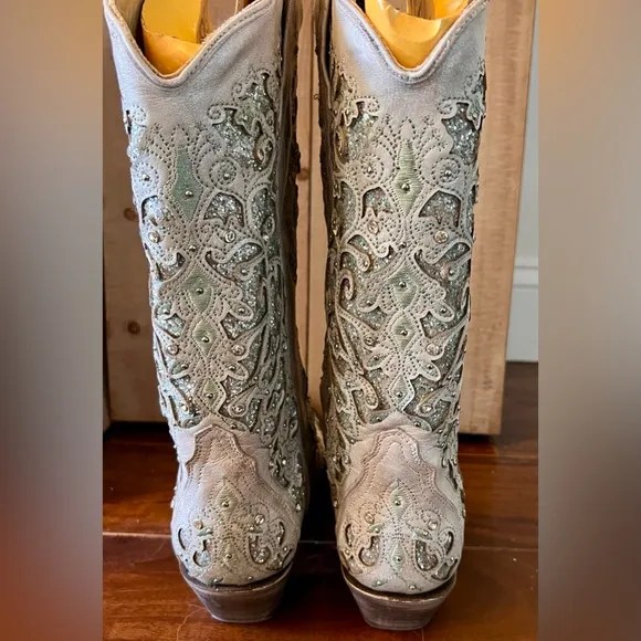 CORRAL Women's Glitter Inlay &amp; Crystals Western Boots, Size 7.5
