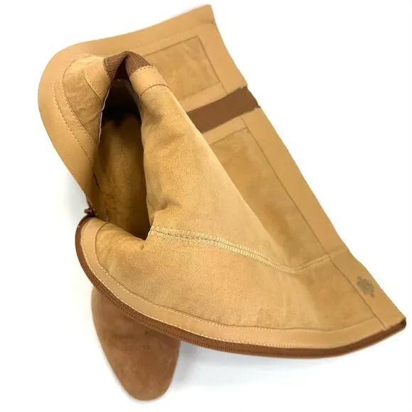 CORSO COMO &quot;BRYNT&quot; CAMEL/LIGHT BROWN SUEDE ALMOND TOE BLOCK HIGH HEEL TALL BOOTS