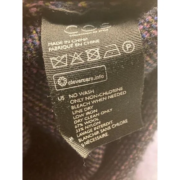 COS Cozy Oversized Blue &amp; Black Gold Print Wool Blend Sweater ~ Sz M ~ So Hygge