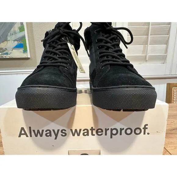 Cougar Dubliner Black Winter Sneakers Suede Nylon Size 9 NIB Faux Fur Collar WP