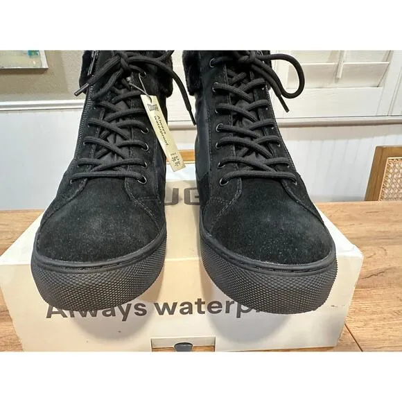 Cougar Dubliner Black Winter Sneakers Suede Nylon Size 9 NIB Faux Fur Collar WP