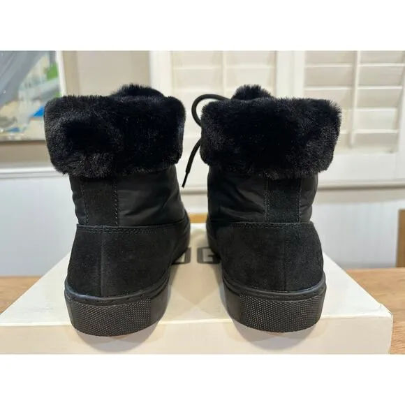 Cougar Dubliner Black Winter Sneakers Suede Nylon Size 9 NIB Faux Fur Collar WP