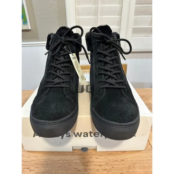 Cougar Dubliner Black Winter Sneakers Suede Nylon Size 9 NIB Faux Fur Collar WP