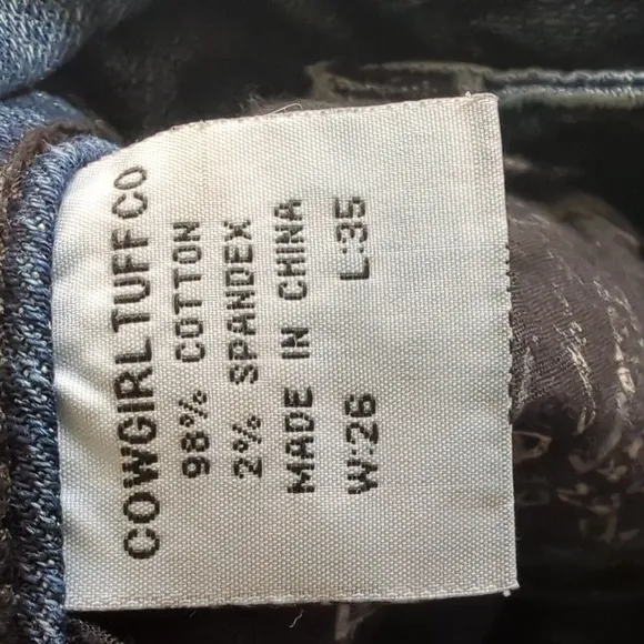 COWGIRL TUFF &quot;Roses &amp; Faith Black&quot;   bootcut med wash jeans rodeo sz 26x35L tall