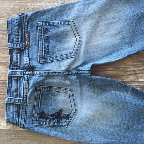 COWGIRL TUFF &quot;Roses &amp; Faith Black&quot;   bootcut med wash jeans rodeo sz 26x35L tall