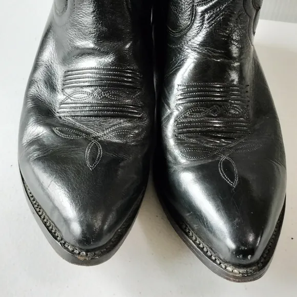 Cowtown Leather Western Cowboy Boots Mens Size 11.5 D Black Pull On Comfort