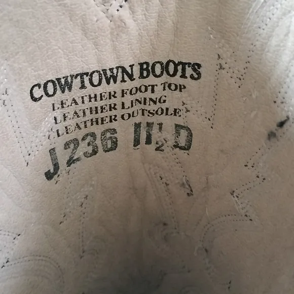 Cowtown Leather Western Cowboy Boots Mens Size 11.5 D Black Pull On Comfort