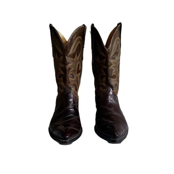 Coyote Joe Brown Leather Long Pointed Toe Cowboy Western Boots Women's Size 7