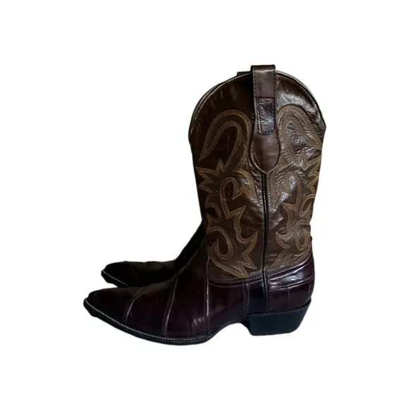 Coyote Joe Brown Leather Long Pointed Toe Cowboy Western Boots Women's Size 7