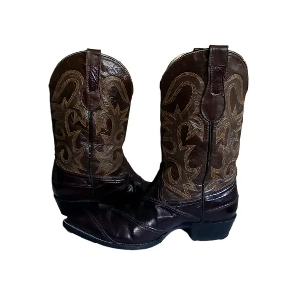 Coyote Joe Brown Leather Long Pointed Toe Cowboy Western Boots Women's Size 7