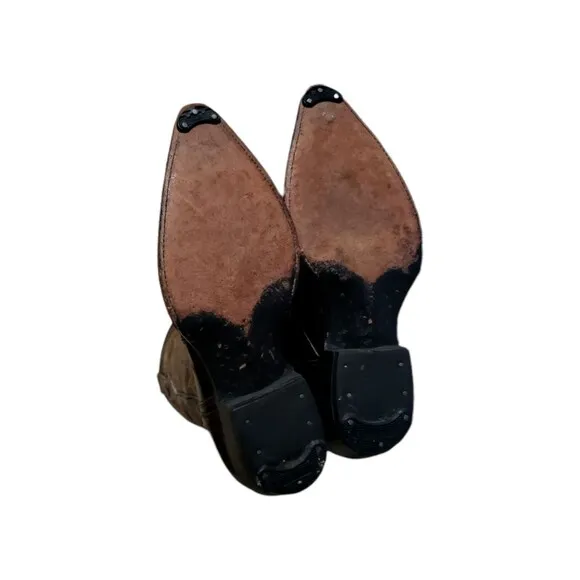Coyote Joe Brown Leather Long Pointed Toe Cowboy Western Boots Women's Size 7