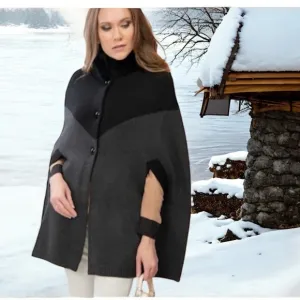CRISTINA PARIS Collection - Faux Fur Cape Sweater Coat