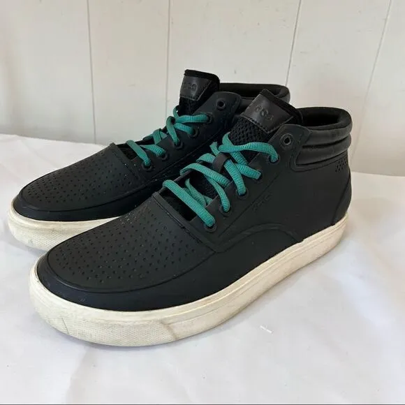 Crocs Sneakers Mens 9 Citilane Roka Chukka Boots High Top Black White Shoes