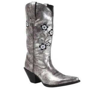 Crush by Durango Silver Women's Floral Embroidery Western Cowboy Cowgirl Boots