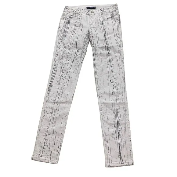 Cult of Individuality Zen Mid-Rise Women White Skinny Jeans Sz 24 NWT Crackle