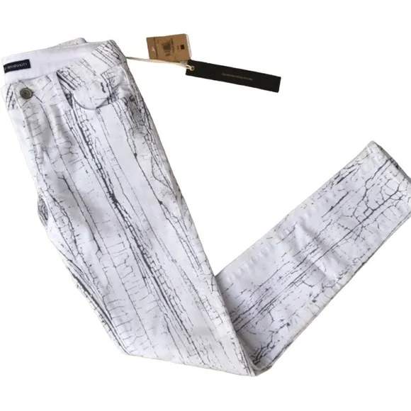 Cult of Individuality Zen Mid-Rise Women White Skinny Jeans Sz 24 NWT Crackle
