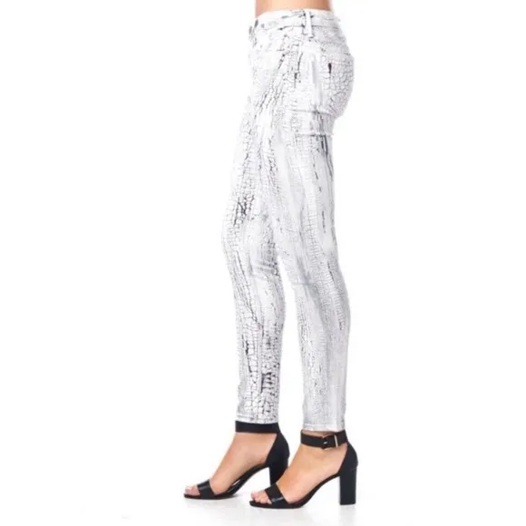 Cult of Individuality Zen Mid-Rise Women White Skinny Jeans Sz 24 NWT Crackle