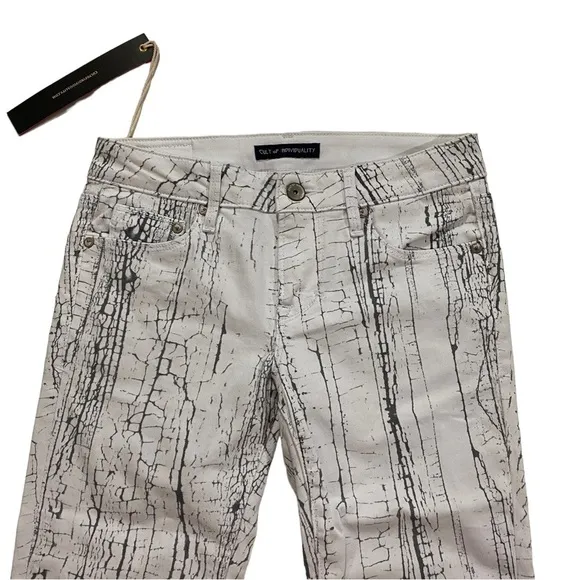 Cult of Individuality Zen Mid-Rise Women White Skinny Jeans Sz 24 NWT Crackle