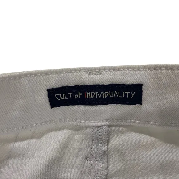 Cult of Individuality Zen Mid-Rise Women White Skinny Jeans Sz 24 NWT Crackle