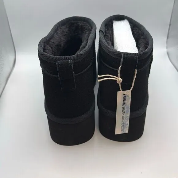 CUSHIONAIRE Cozy Women’s Platform Ankle Boots SIZE 9.5 BLACK
