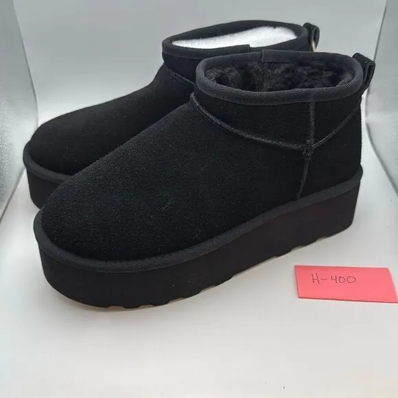 CUSHIONAIRE Cozy Women’s Platform Ankle Boots SIZE 9.5 BLACK