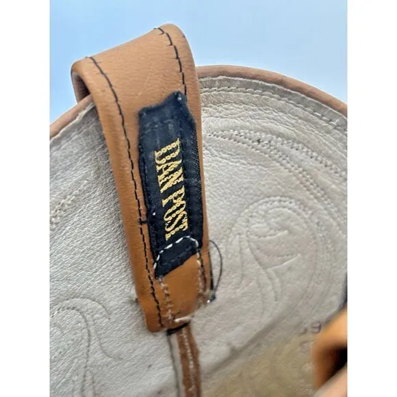 Dan Post Cowboy Boots Womens 4.5 Brown Leather Made In USA Snakeskin‎ Stitching