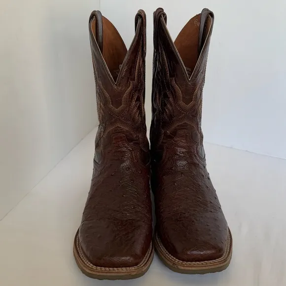 Dan Post Men's Tobacco Hand Quill Ostrich Broad Square Toe Cowboy Boots , 8.5 EW