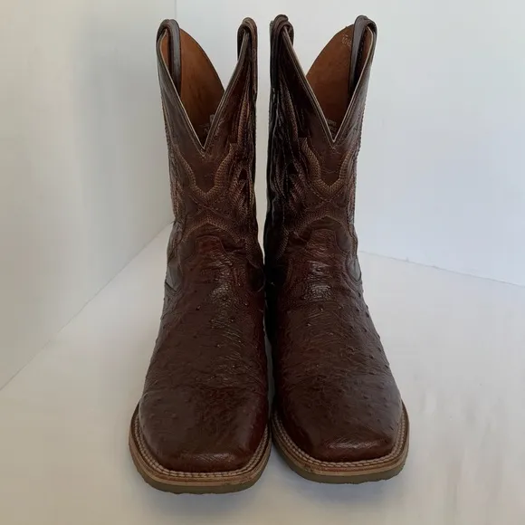 Dan Post Men's Tobacco Hand Quill Ostrich Broad Square Toe Cowboy Boots , 8.5 EW