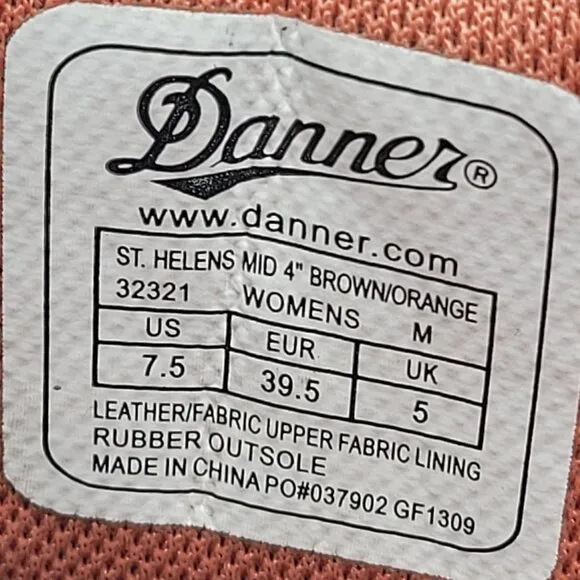 Danner St. Helens Mid 4&quot; Gore-Tex Women's Brown Orange Hiking Boots US Size 7.5