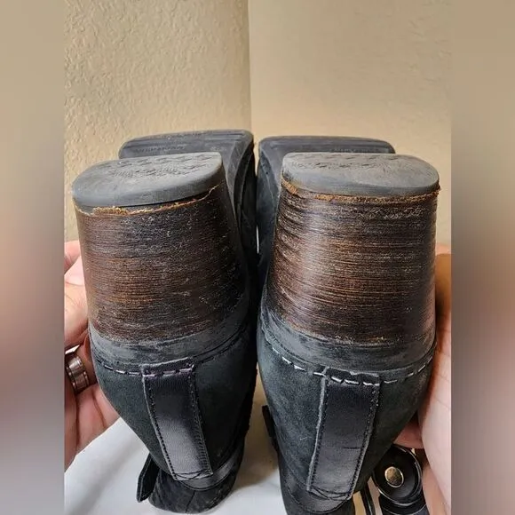 Dansko- Cagney Black Leather Ankle Boots w/ Buckle Detail, Size 38 US Size 8