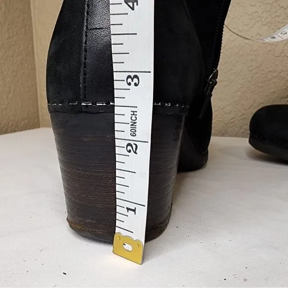 Dansko- Cagney Black Leather Ankle Boots w/ Buckle Detail, Size 38 US Size 8