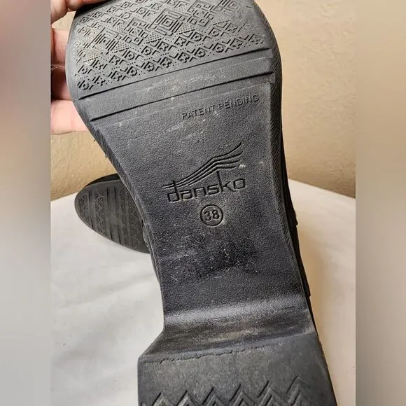 Dansko- Cagney Black Leather Ankle Boots w/ Buckle Detail, Size 38 US Size 8