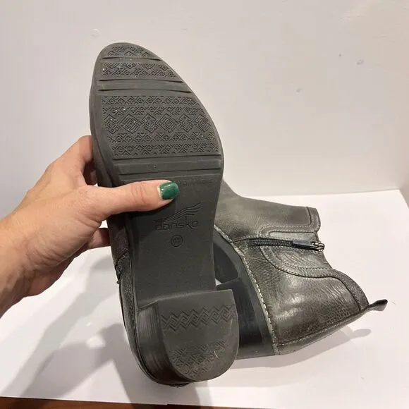Dansko Harlene Ankle Boots Waxy Burnished Gray Booties EU 41 US 10.5-11 Classic