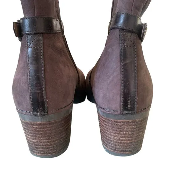 Dansko Hartley Zip Ankle Boot EUR 40 Womens Size 9-9.5 Chocolate Nubuck Leather
