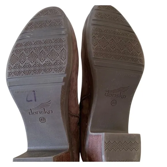 Dansko Hartley Zip Ankle Boot EUR 40 Womens Size 9-9.5 Chocolate Nubuck Leather