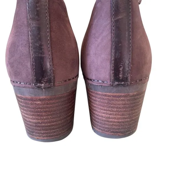 Dansko Hartley Zip Ankle Boot EUR 40 Womens Size 9-9.5 Chocolate Nubuck Leather