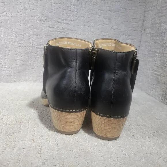 Dansko Lizanne 2217021400 Womens EU 40 Black Leather Oiled Pull Up Ankle Boots
