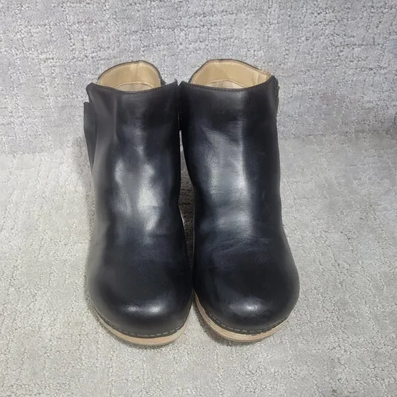 Dansko Lizanne 2217021400 Womens EU 40 Black Leather Oiled Pull Up Ankle Boots