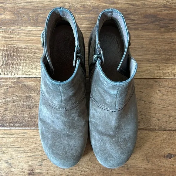 Dansko Shirley Boot Ankle Booties Bronze Tan Suede Leather Wedge Heel Size 37